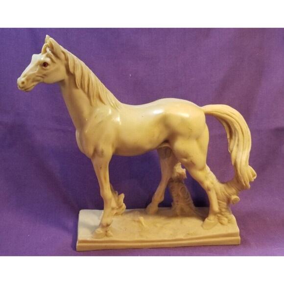 Vintage large & heavy Horse Marble look Resin Casting Statue Figurine - Picture 1 of 10